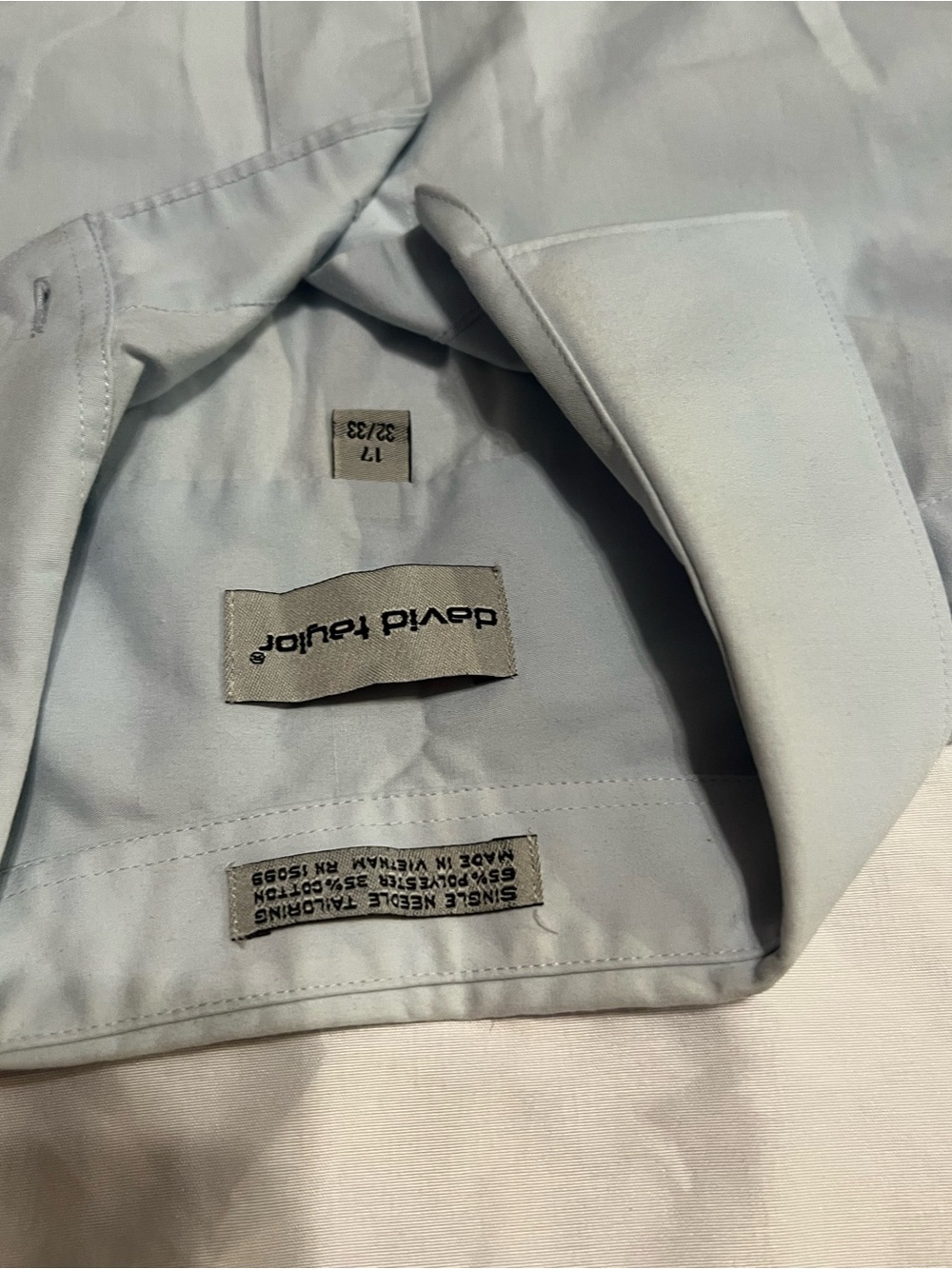 David Taylor Light Blue Men’s Dress Shirt - Spread Collar - Picture 3 of 7